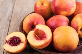 Nectarine fruit on a wooden