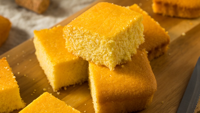 Homemade Cut Up Cornbread Ready to Eat