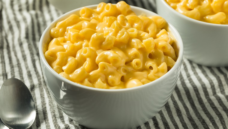 Homemade Creamy Macaroni and Cheese Pasta in a Bowl