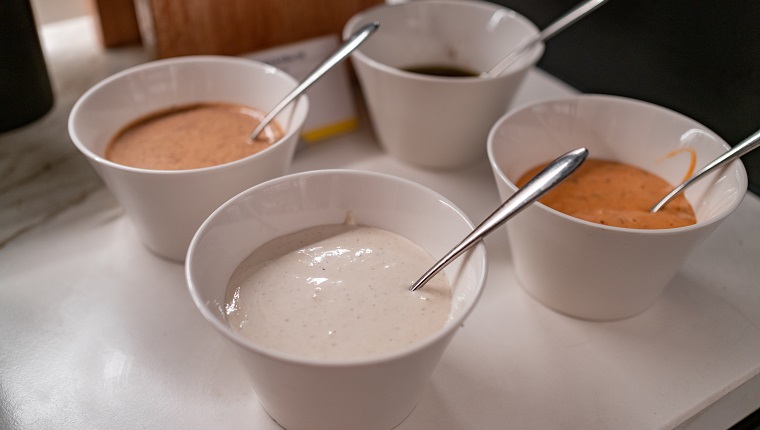 Close-up of salad dressing in the bowl