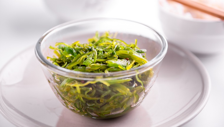 Traditional Japanese wakame salad with sesam seeds