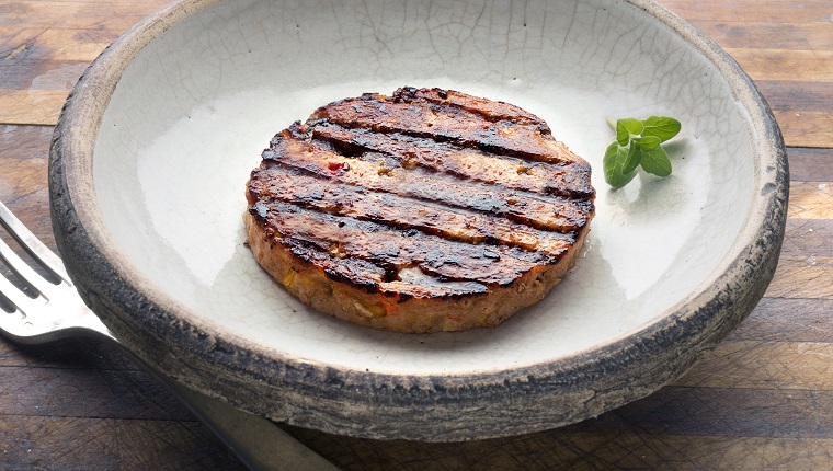 Veggie burger on wood