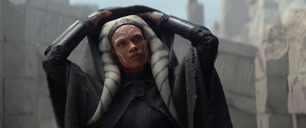 Jedi Ahsoka from Star Wars newest franchise on Disney+. Ahsoka release date is August 22, 2023. Jedi Ahsoka is played by cast member Rosario Dawson.