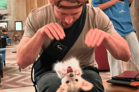 Glen Powell with his dog Brisket