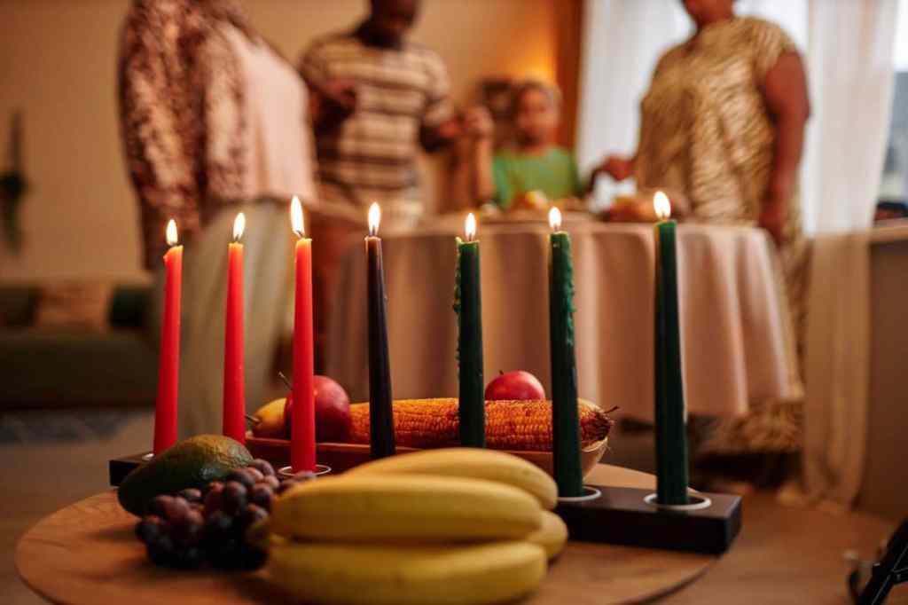 Open flames of the Kwanzaa candles could pose a hazard to dogs.
