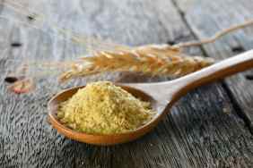 Wheat germ in wood spoon
